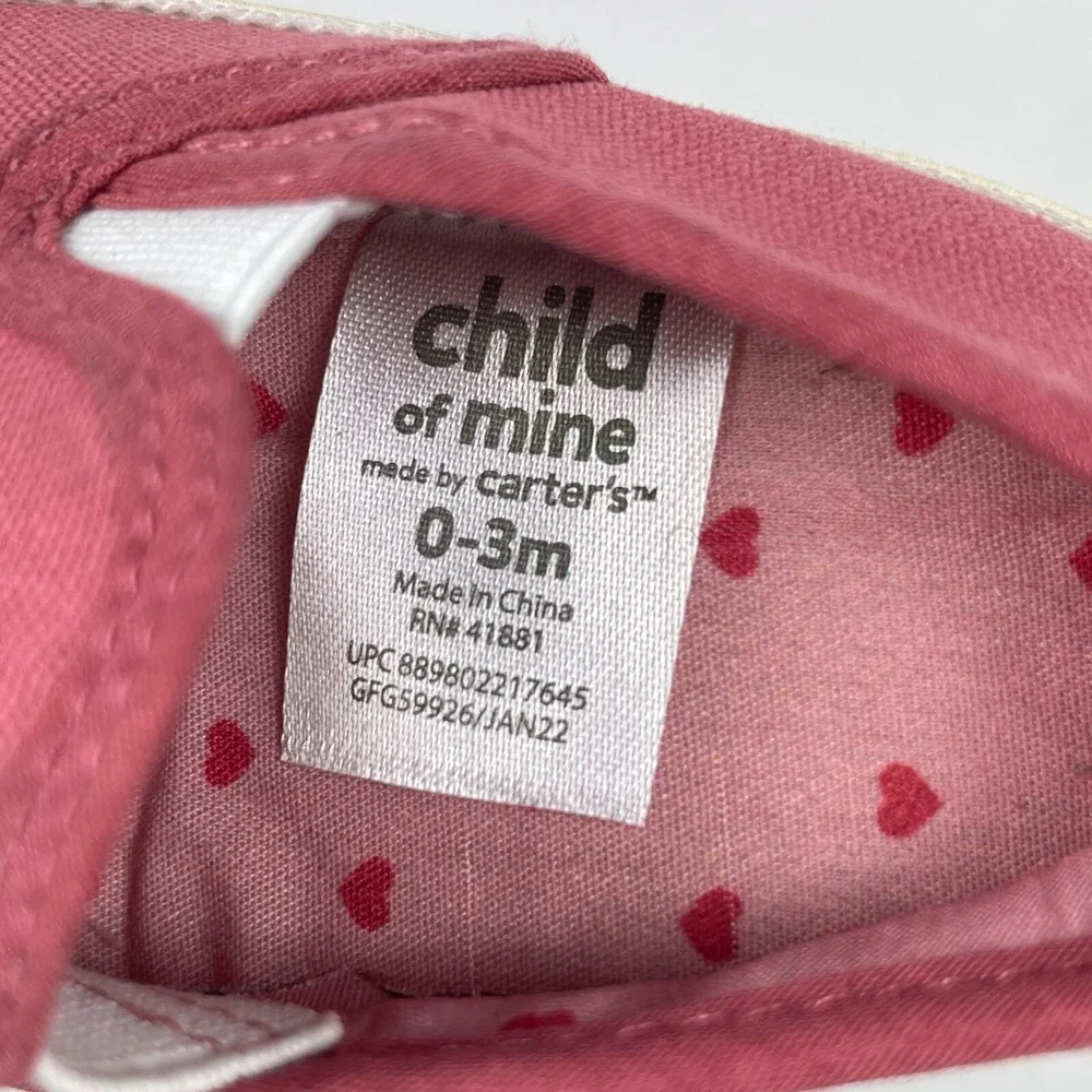 Child of Mine by Carter's Baby Kids Shoes Size 0-3M Pink Canvas Slip On GFG59926